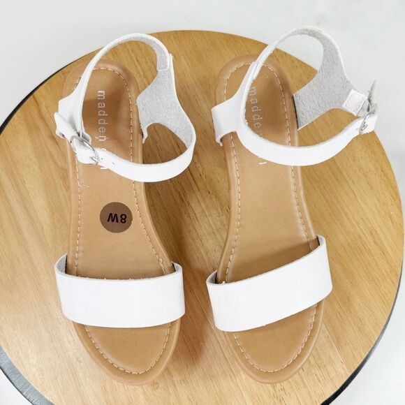 Madden Girl Lifft Chunky Platform Faux Leather Block Heel Sandals White 8 - Picture 12 of 12